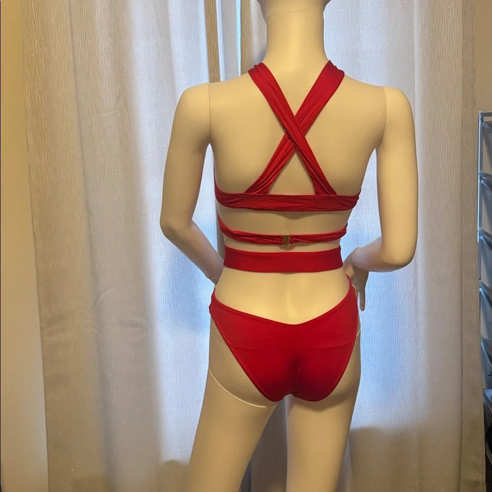 Monica Hansen Beachwear - Red Two Piece Women's Swimsuit - Picture 4 of 16
